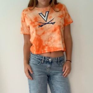 game day tee University of Virginia cavaliers tie dye cropped sports saber logo